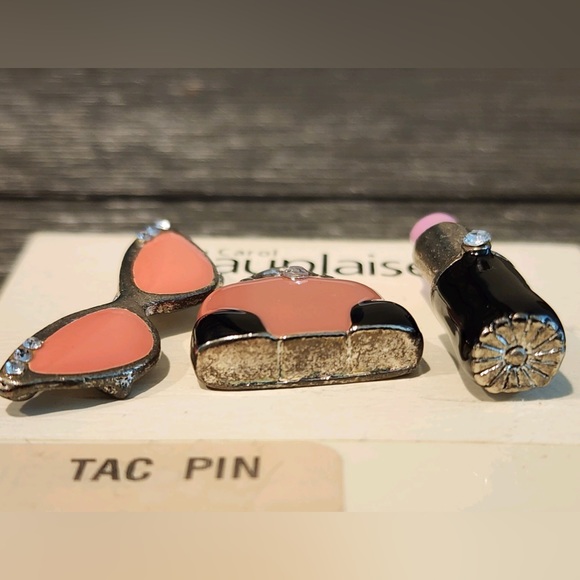 Vintage Carol Dauplaise Purse/Lipstick/Sunglasses 3 pc Brooch / Tac Pins Set. - Picture 4 of 5